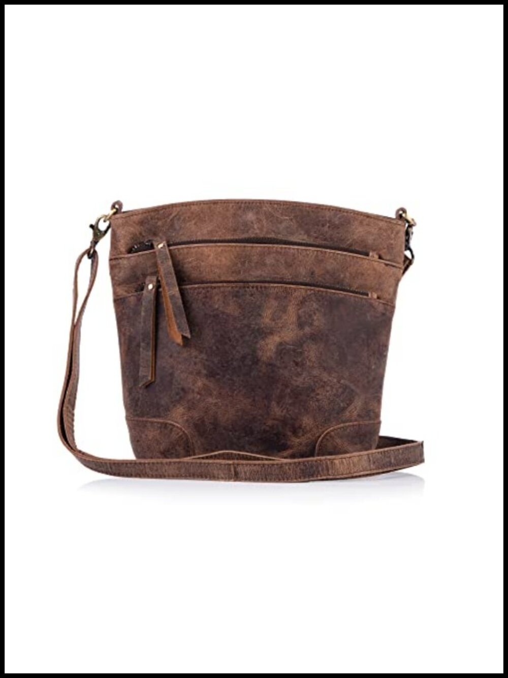 Top Grain Buffalo Leather Crossbody Bag Adjustable Strap Travel Tote